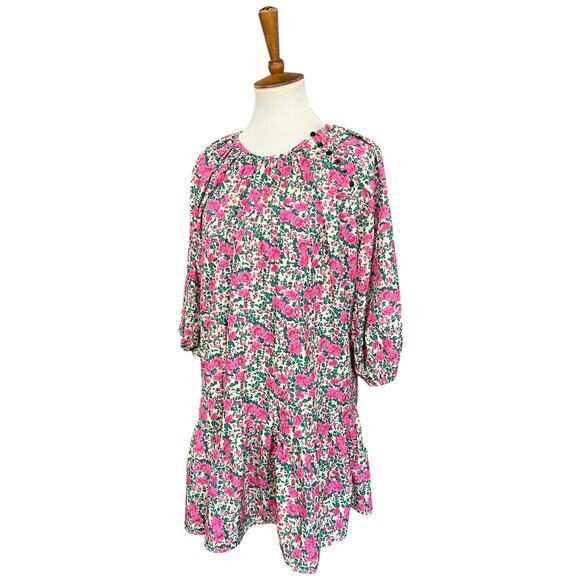 NWT Zara Goodnight Macaroon Floral Puff Sleeve Mini Dress Size Small - Picture 6 of 9